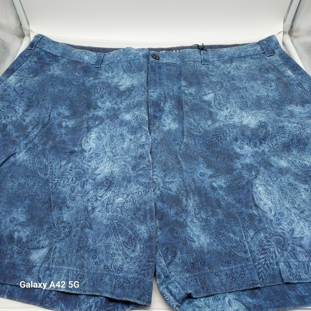 Joseph Abboud Mens Blue Paisley Acid Wash Cotton Stretch Shorts Size 44 NWT